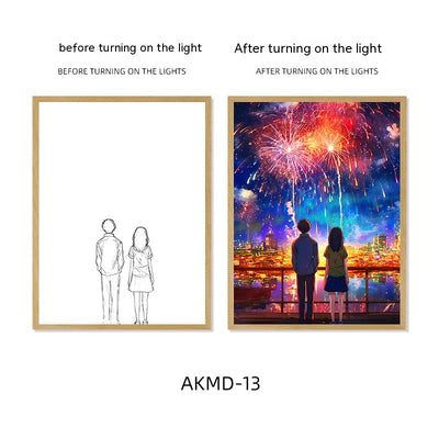 Lámpara Nocturna Pareja con Luz Sanadora y Pintura de Fuegos Artificiales - Image 15