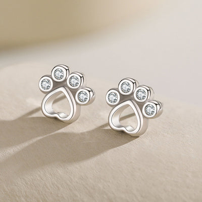 Aretes de Plata Esterlina 925 con Huella de Osito Cuidador