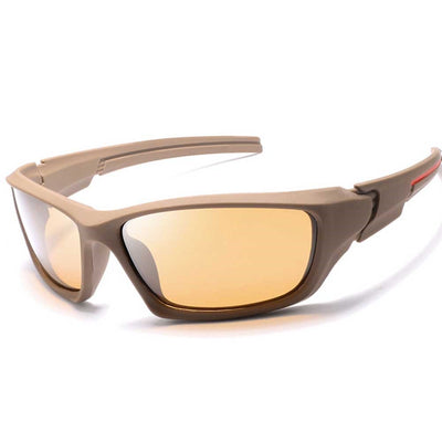 Black sports polarized sunglasses with yellow TAC lenses and a plastic frame, ideal for cycling and outdoor activities. - Image 5