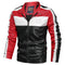 Chaqueta de Cuero para Motocicleta con Cuello Alzado