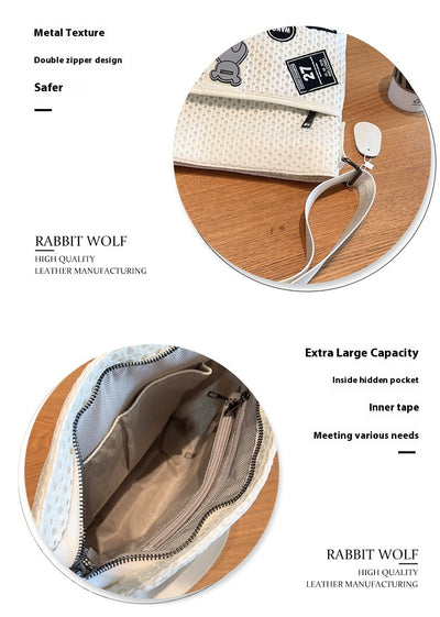 Bolsa Crossbody de Malla con Parches de Gran Capacidad - Image 9
