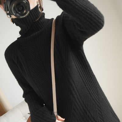 Suéter de Cuello Alto en Lana para Mujer - Pullover Tejido de Manga Larga - Image 3
