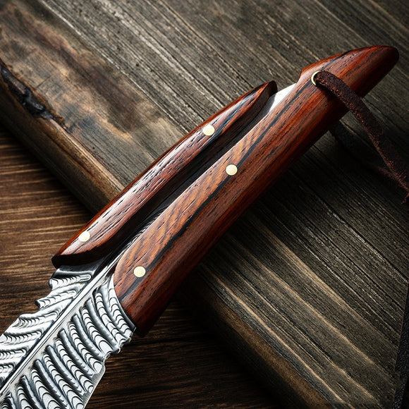 Cuchillo de Pluma con Mango de Madera para Exterior