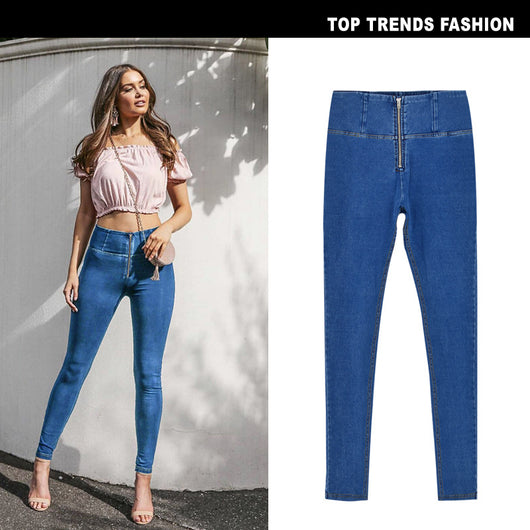 Pantalones de Buzo Denim con Diseño Cadera Melocotón - Image 3