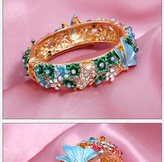 Brazalete Abierto con Mariposas y Flores Pintadas - Image 14