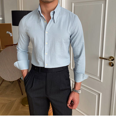 Camisa Ejecutiva Slim Fit Cuello Italiano para Hombre - Image 5