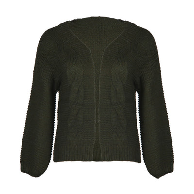 Cardigan Jacquard de Color Liso - Suéter Casual Holgado para Mujer - Image 15
