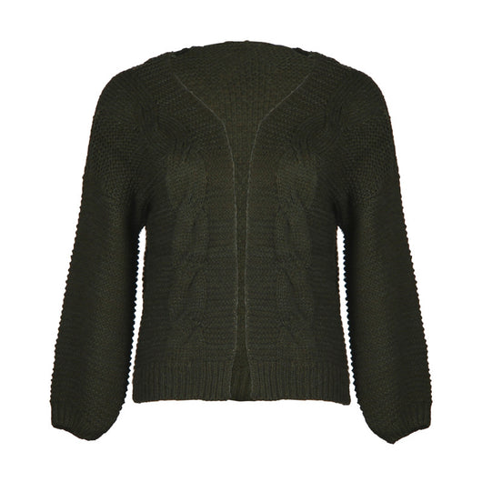 Cardigan Jacquard de Color Liso - Suéter Casual Holgado para Mujer - Image 15
