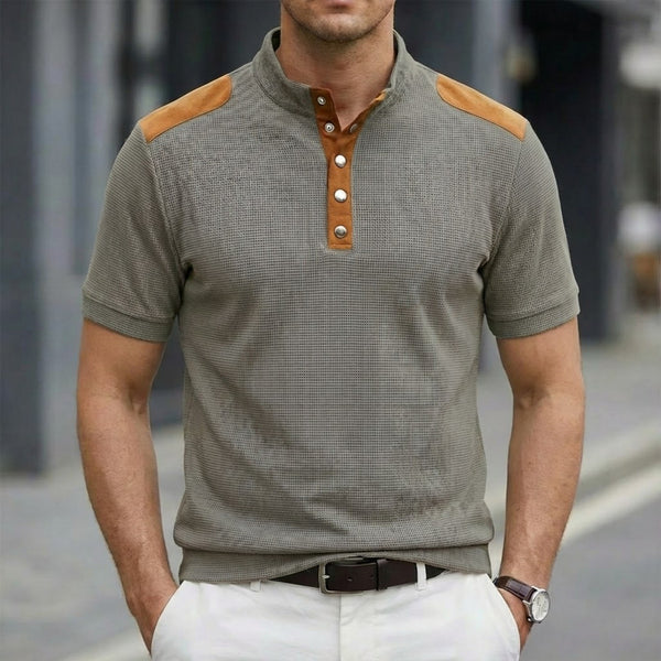 Playera Casual Transpirable con Cuello Tipo Polo y Bloques de Color para Hombre