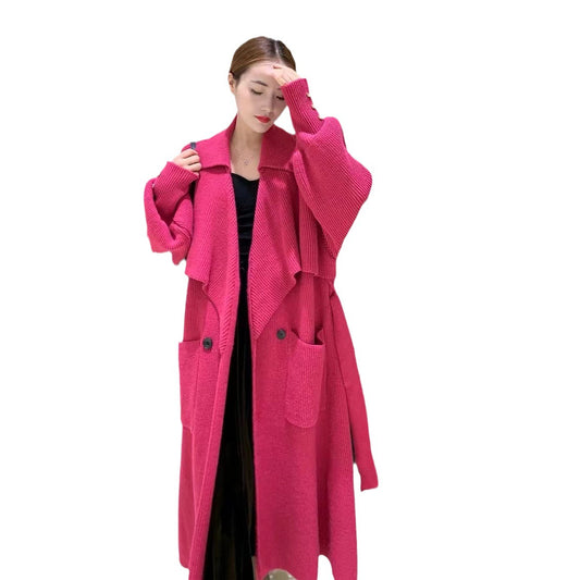 Abrigo Tejido Elegante con Cinturón para Otoño e Invierno - Image 2