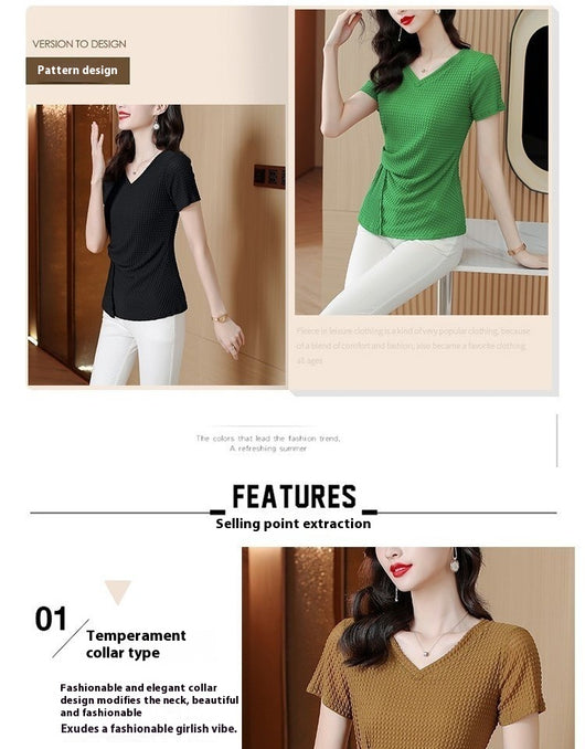 Playera Tejida de Seda de Hielo Manga Corta para Mujer - Fresca y Cómoda - Image 9