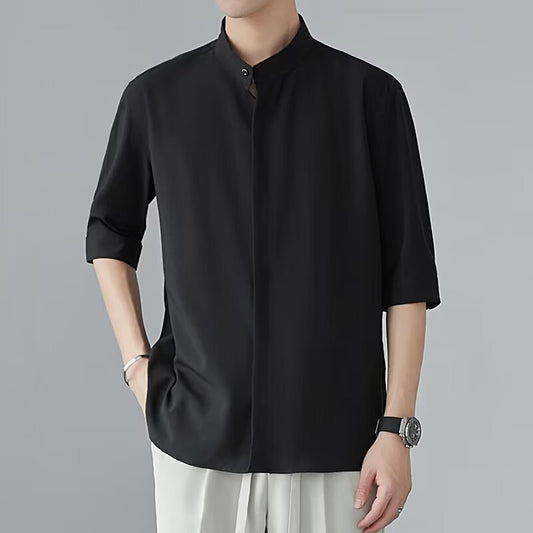 Camisa Cuello Mao Manga Corta Estilo Chino - Image 2