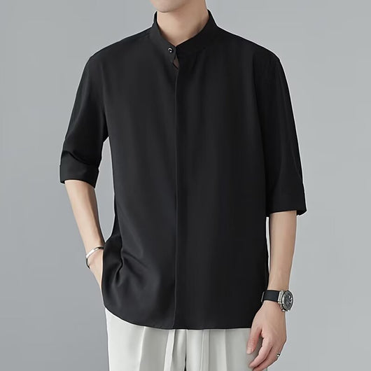 Camisa Cuello Mao Manga Corta Estilo Chino - Image 2