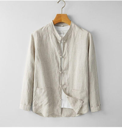 Camisa Retro Estilo Chino para Hombre con Cuello Mao - Image 8