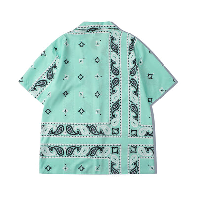 Conjunto Casual Hombre Camisa y Shorts Estampado Flor de Marañón Verde - Image 3