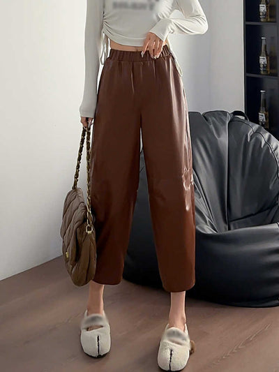 Pantalones de Cuero Ancho Casual Versátil para Mujer - Image 3