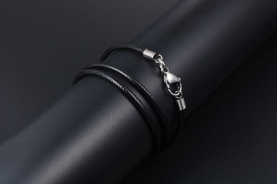 Collar Tejido de Lino Negro con Cuerda de Cera - Image 7