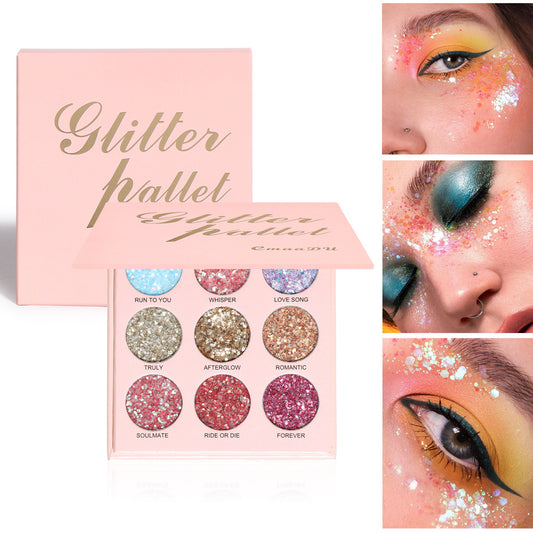 Paleta de Sombras Glitter 9 Tonos Mate y Metálico