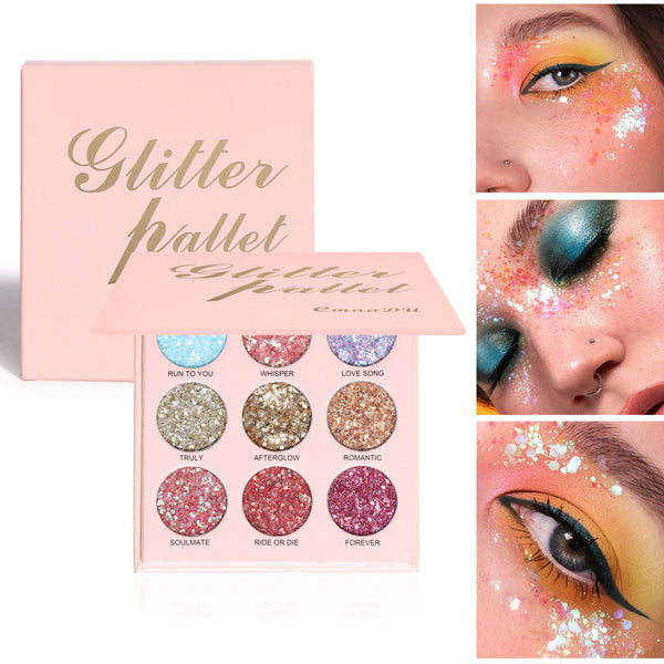 Paleta de Sombras Glitter 9 Tonos Mate y Metálico