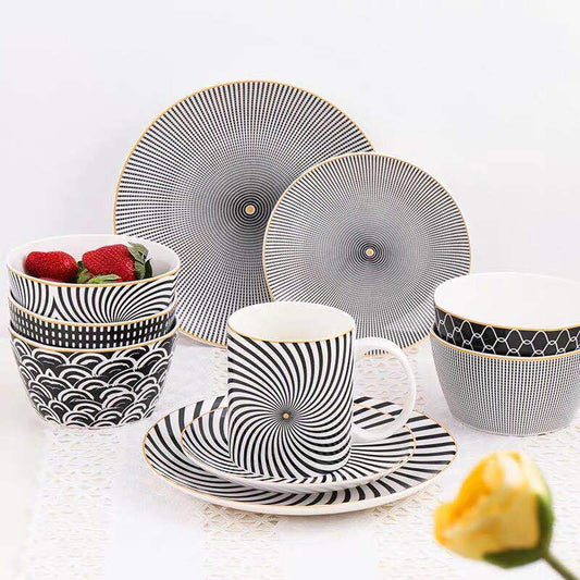 Plato de Desayuno Nórdico 8 Pulgadas - Diseño Geométrico Cerámica Premium - Image 2