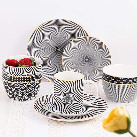 Plato de Desayuno Nórdico 8 Pulgadas - Diseño Geométrico Cerámica Premium - Image 2