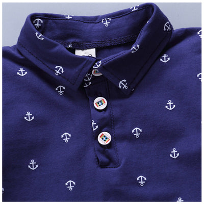 Conjunto Infantil Niño Estilo Coreano con Estampado de Ancla - Manga Corta Primavera Verano - Image 4