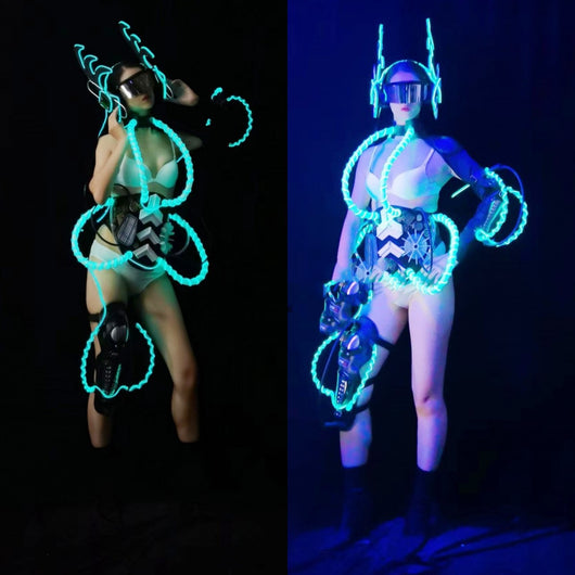 Diadema Luminosa Brazo Robótico LED Azul Hielo