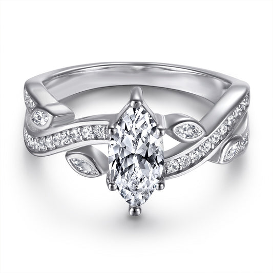 Anillo de Plata S925 con Circón Marquesa Incrustado