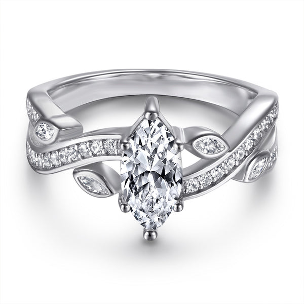 Anillo de Plata S925 con Circón Marquesa Incrustado