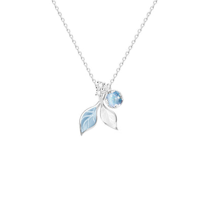 Collar de Plata Esterlina con Hoja Esmaltada Cielo Estrellado Azul Bruma - Image 2