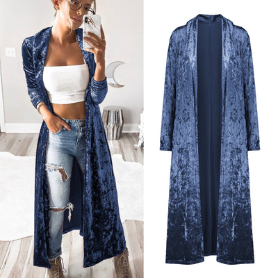 Cardigan Largo de Terciopelo para Mujer - Abrigo Cortavientos Elegante - Image 17