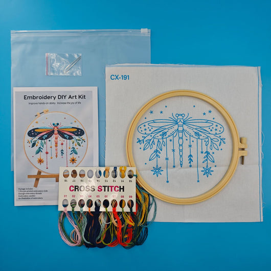 Kit Completo de Bordado DIY - Mariposas, Libélulas y Hojas Plateadas - Image 9