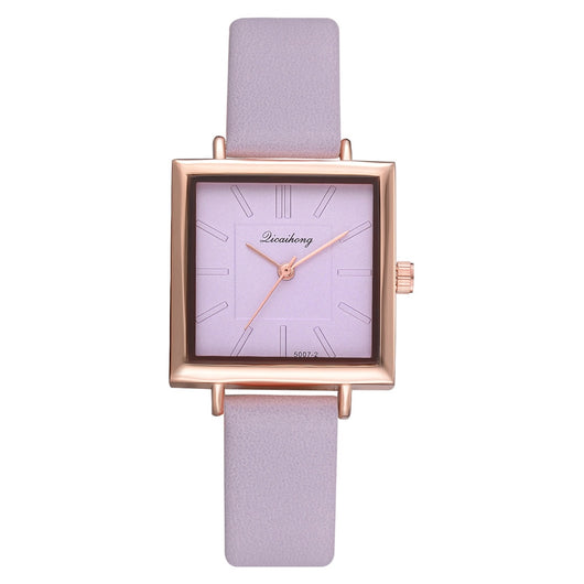 Reloj de Pulsera Cuadrado para Mujer con Cuero Contraído y Cristal - Image 8