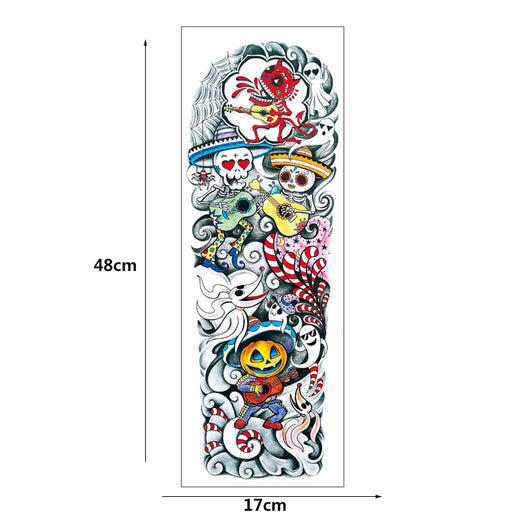 Tatuaje Temporal Calavera Calabaza Halloween - Diseño Divertido y Colorido - Image 2