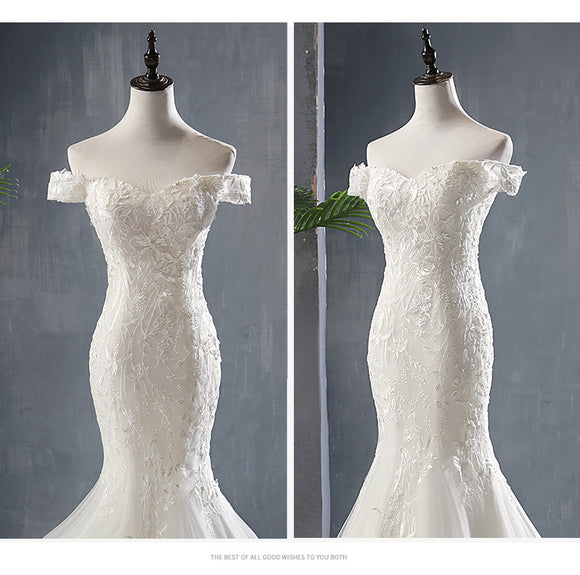 Vestido de Novia Sirena con Cola de Encaje