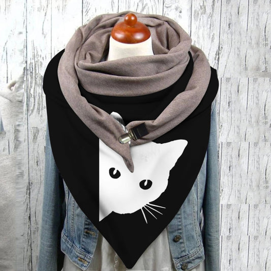 Bufanda Unisex con Estampado de Gato - Diseño Minimalista