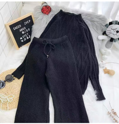 Conjunto de Dos Piezas: Suéter Tejido Elegante y Pantalón Ancho - Image 8