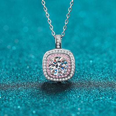 Collar de Moissanita con Bisel Cuadrado Micro Incrustado para Mujer