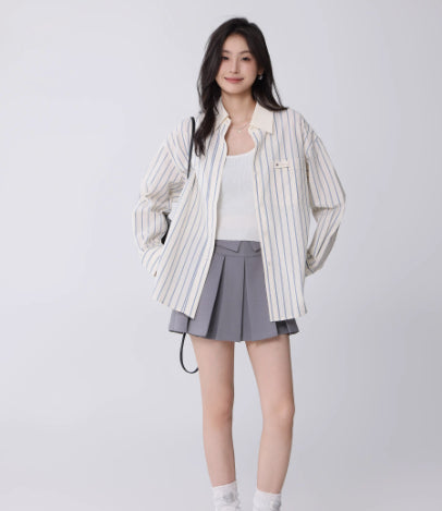 Blusa Coreana de Rayas con Textura para Mujer - Estilo Universitario - Image 8