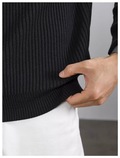 Suéter Cuello Tortuga Coreano para Hombre con Rayas Verticales - Image 23