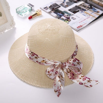 Sombrero de Paja con Lazo Monócromo y Ala Ancha