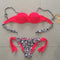 Bikini Fruncido con Costuras de Contraste y Estampado Floral