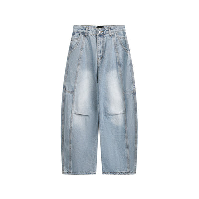 Pantalones Vaqueros Holgados Retro con Pliegues Lavados para Hombre - Image 10