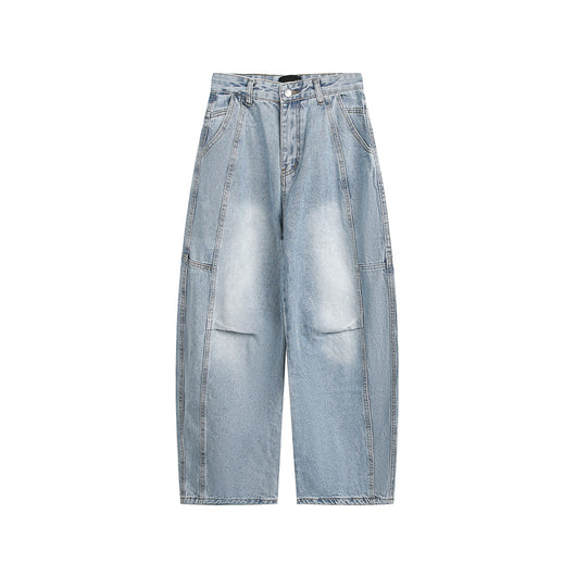 Pantalones Vaqueros Holgados Retro con Pliegues Lavados para Hombre - Image 10