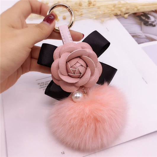 Llavero Decorativo Flor Camelia con Moño para Bolsa de Mujer - Image 6