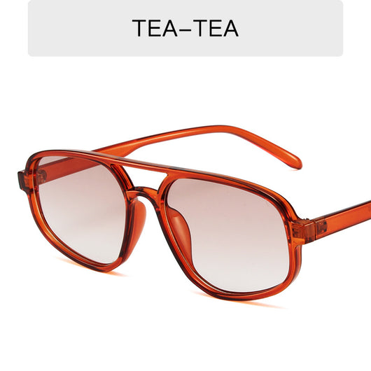 Men's fashion tortoise shell double beam sunglasses with brown oval lenses on a white background. - Image 7