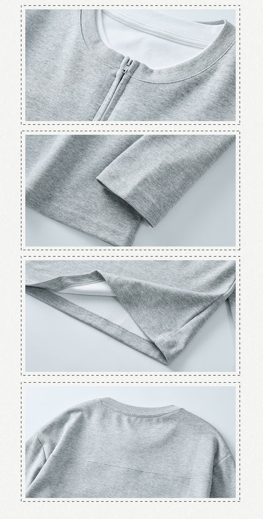 Playera Manga Media con Cierre para Hombre - Cuello Redondo Oversize Otoño - Image 24