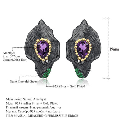 Conjunto de Joyería Amatista en Forma de Flor - Plata 925 Plateada - Image 11