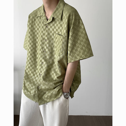Camisa Hombre Cuadros Verano Manga Corta Transpirable
