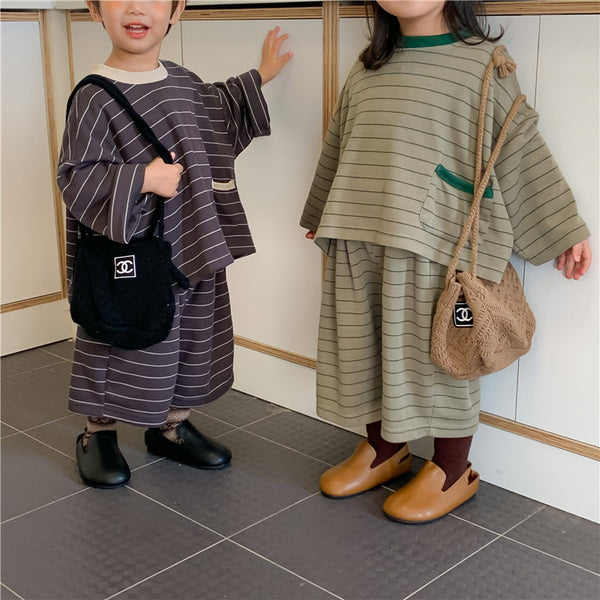 Conjunto de Dos Piezas: Sudadera Infantil a Rayas Casual